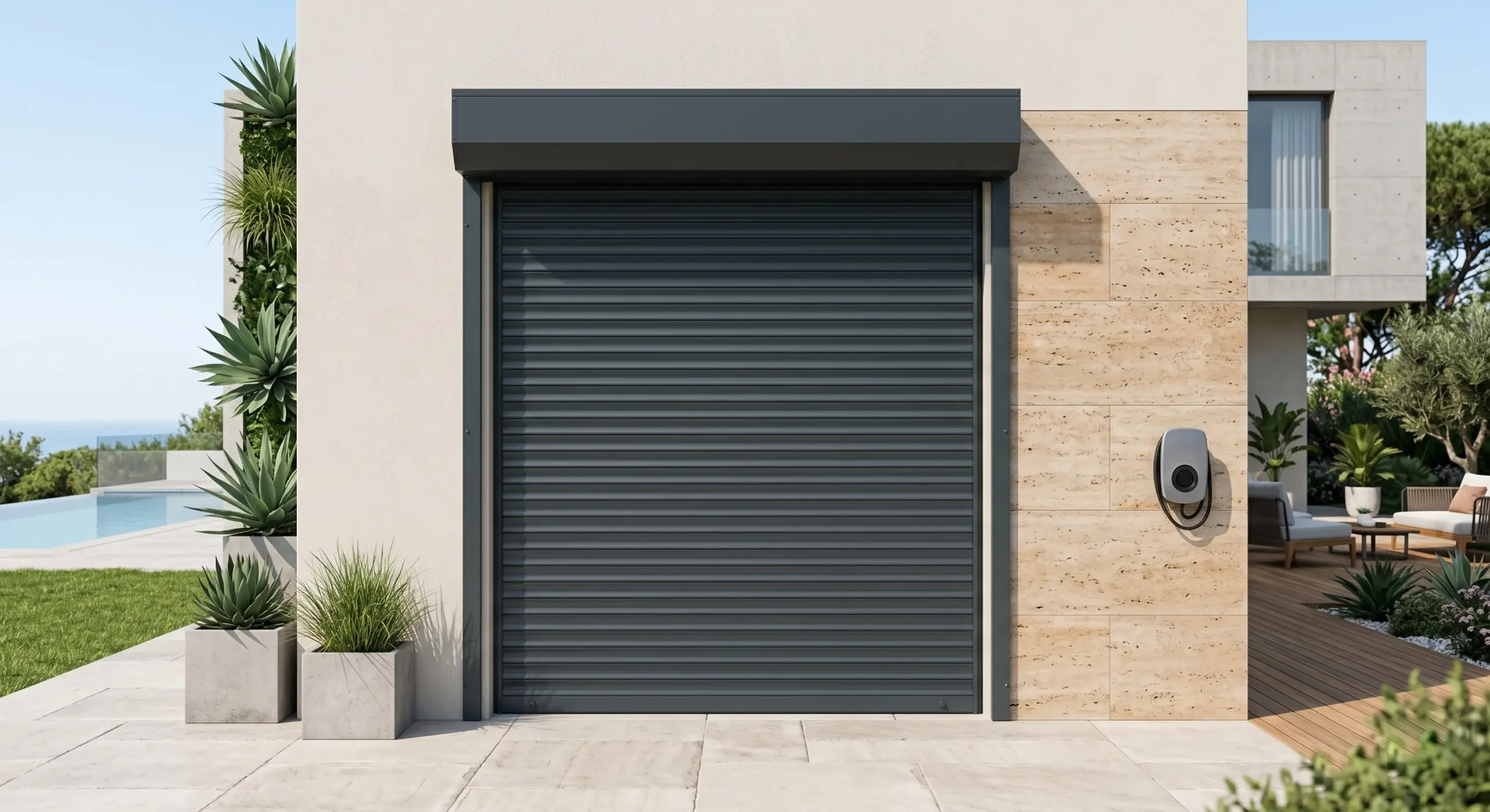 Carport solaire en aluminium avec véhicule électrique en recharge
