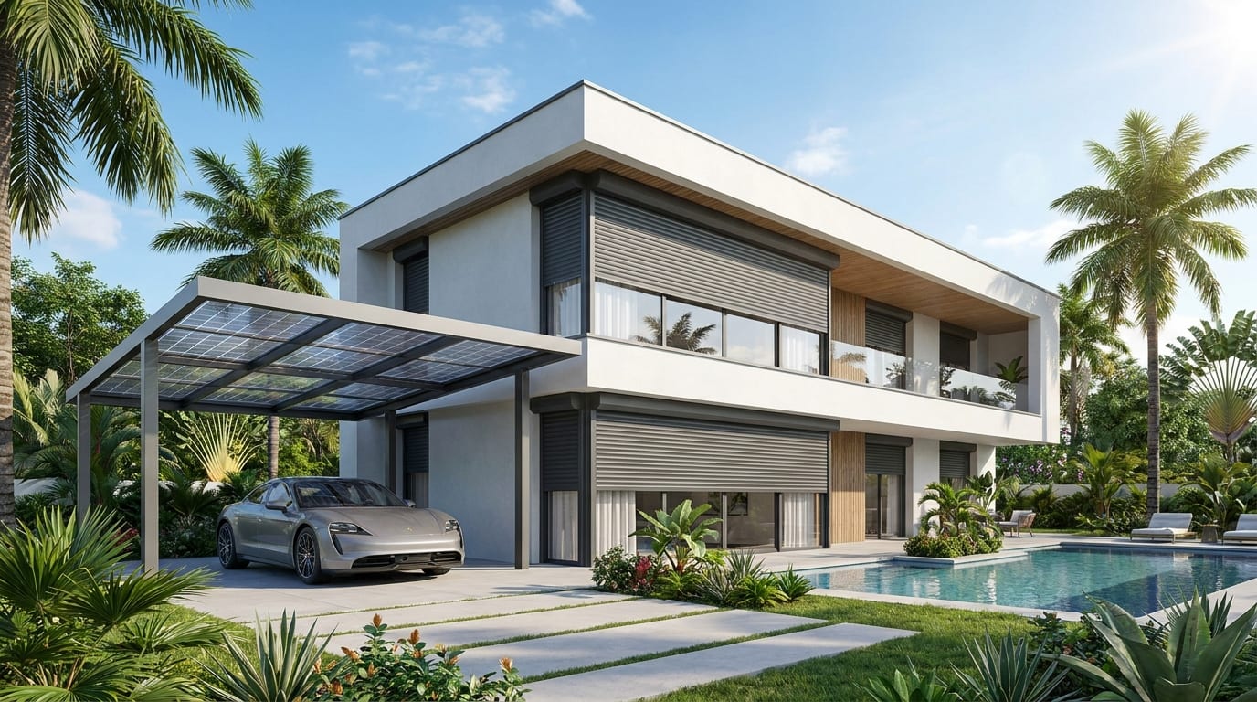 Projet Nord System en Guyane avec volets roulants et carport solaire