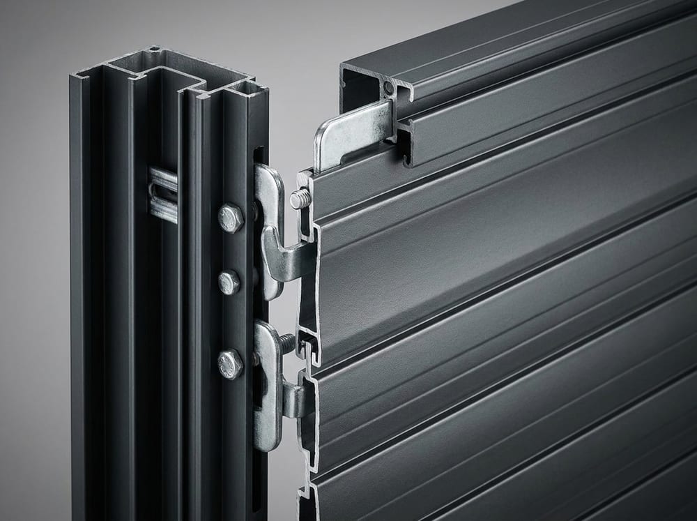 Détail d'un volet roulant aluminium anti-arrachement haute sécurité